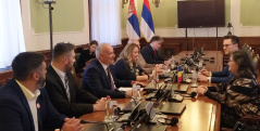 12 April 2023 The members of the RFG with Romania in meeting with the Romanian Ambassador to Serbia